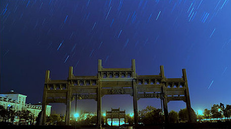 古代牌坊星空延时实拍素材
