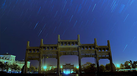 古代牌坊星空延时实拍素材