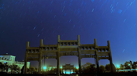 古代牌坊星空延时实拍素材