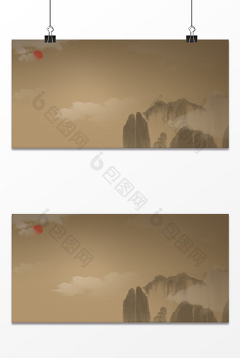 清平乐山脉复古中国风水墨背景图片