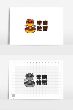 矢量标志卡通标志牛肉拉面logo