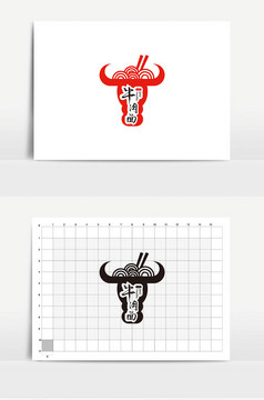 大气高端logo牛肉面餐饮logo牛图形标志