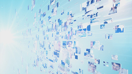 蓝色多图LOGO演绎片头AE模板