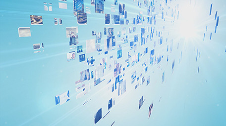 蓝色多图LOGO演绎片头AE模板