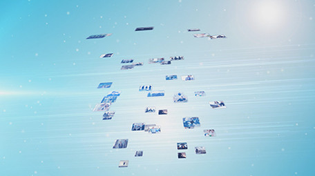 蓝色多图LOGO演绎片头AE模板