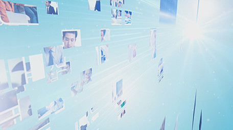 蓝色多图LOGO演绎片头AE模板