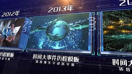 蓝色大气图文企业历程时间线AE模板