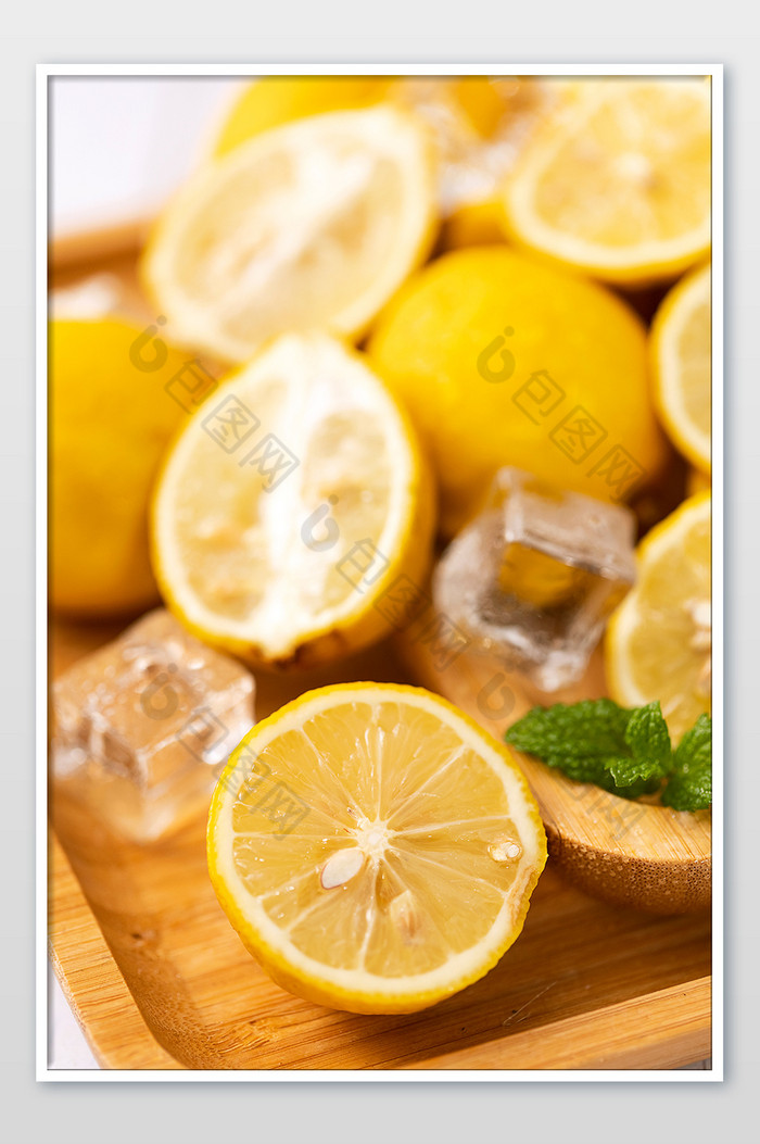 夏日清凉柠檬冰块背景图片图片