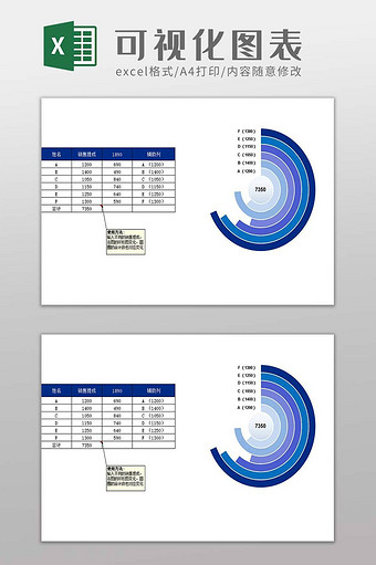 环形图可视化图表excel模板图片