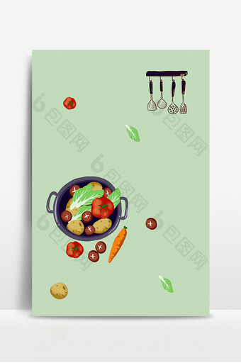 简约手绘健康素食日绿色食品背景图片