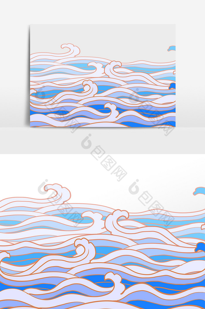 中式海波纹海浪波浪图片图片