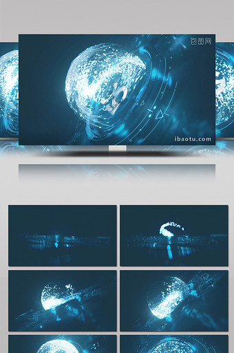 高科技未来派球形粒子logo开场AE模板图片