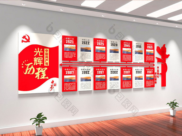 党的光辉历程党的发展史党建文化墙