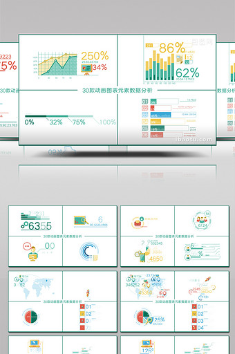 30款动画图表元素业务数据分析AE模板图片