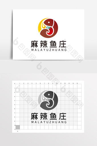 麻辣烤鱼纸包鱼餐饮LOGO标志VI图片