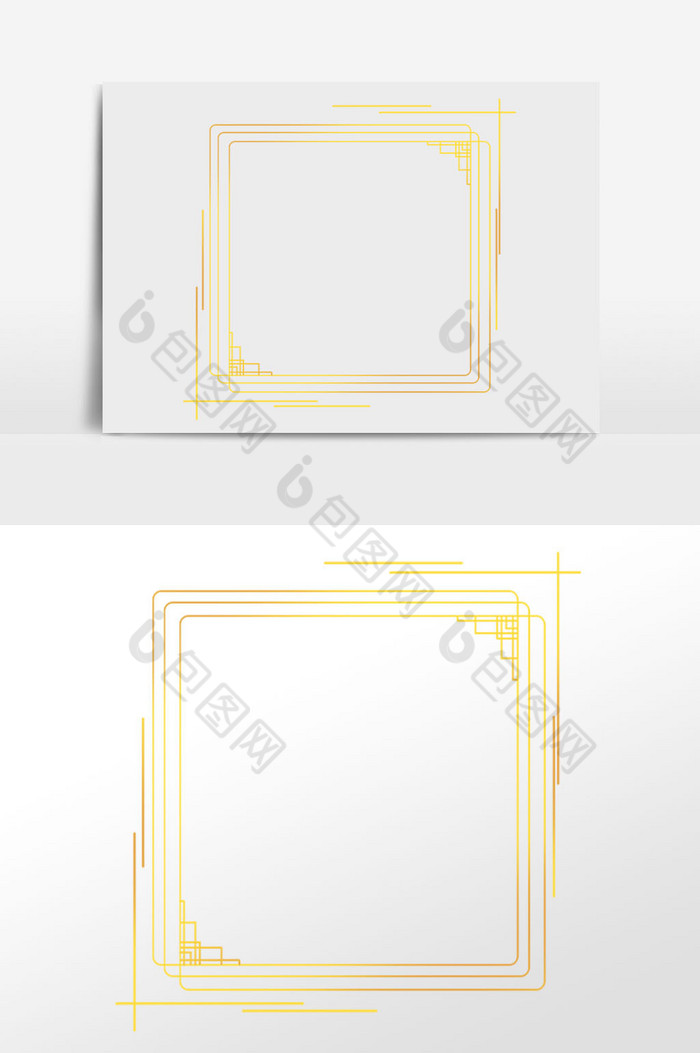 金色中式方形线性框图片图片