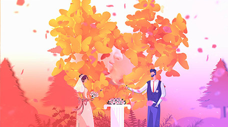 粉色浪漫婚礼片头AE模板