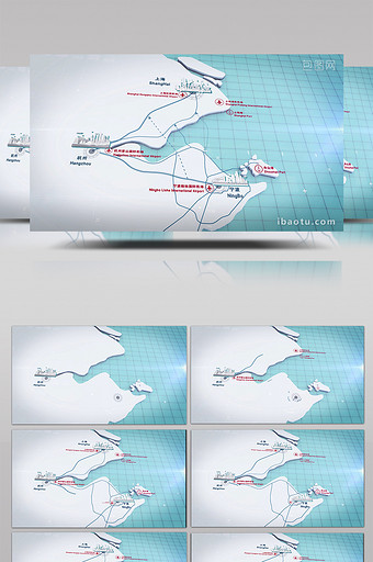 E3D商务企业宣传杭州大湾区地图AE模板图片