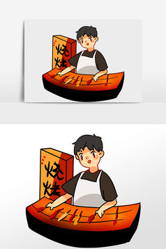 卡通手绘地摊经济夜市流动小吃摊图片