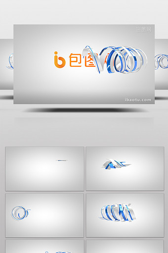 PR模板三维绸带环绕Logo演绎片头片尾图片