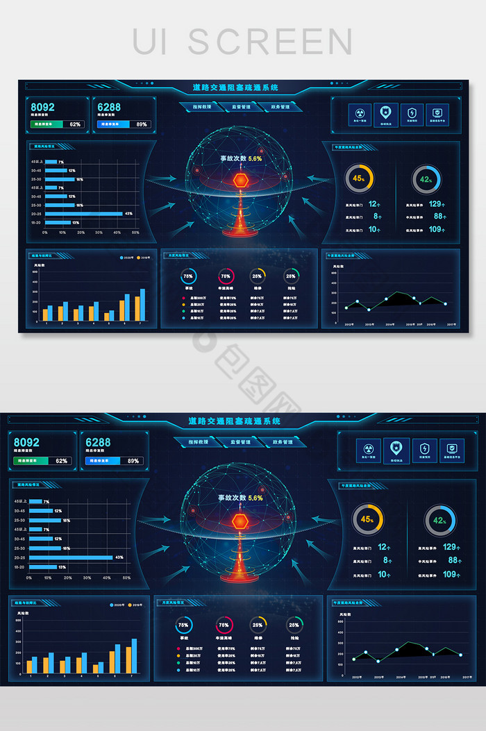 蓝色大数据后台界面风道路交通监测系统图片图片