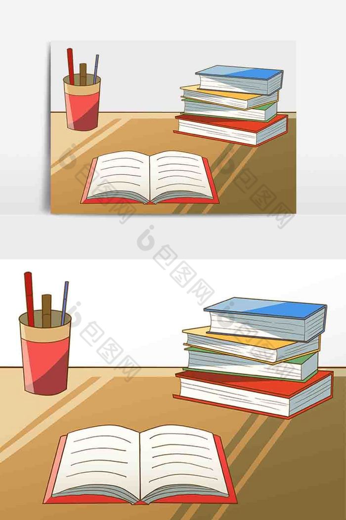 学生教室课桌书本图片图片