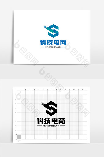 蓝绿渐变立体科技logo图片