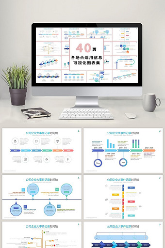 商务多彩时间线40页PPT模板图片