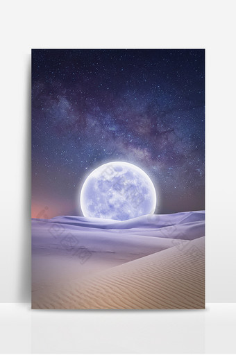 蓝色星空银河沙漠人类月球日背景图片