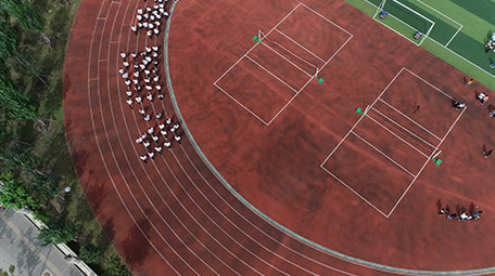 航拍间操操场学校操场视频