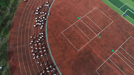 航拍间操操场学校操场视频