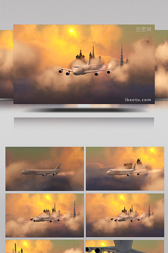 三维飞机空中航线旅行旅游主题片头AE模板图片