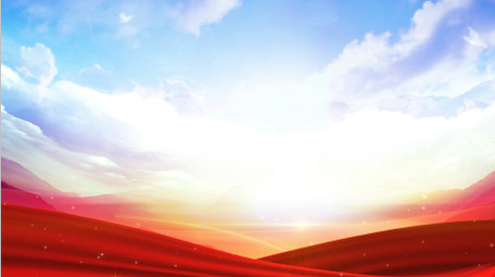 唯美彩霞天空红绸粒子背景视频