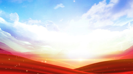 唯美彩霞天空红绸粒子背景视频