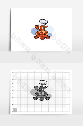 矢量卡通龙虾美食标志logo图片