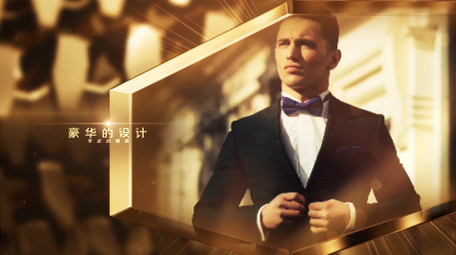 颁奖婚礼包装华丽金色图文展示AE模板