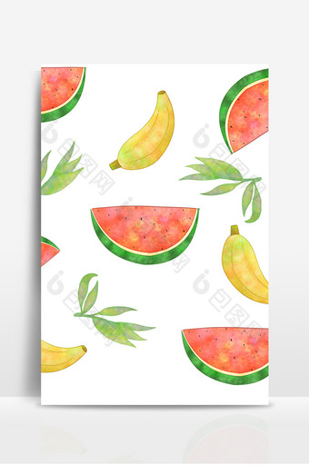 水彩水果西瓜香蕉底纹图片