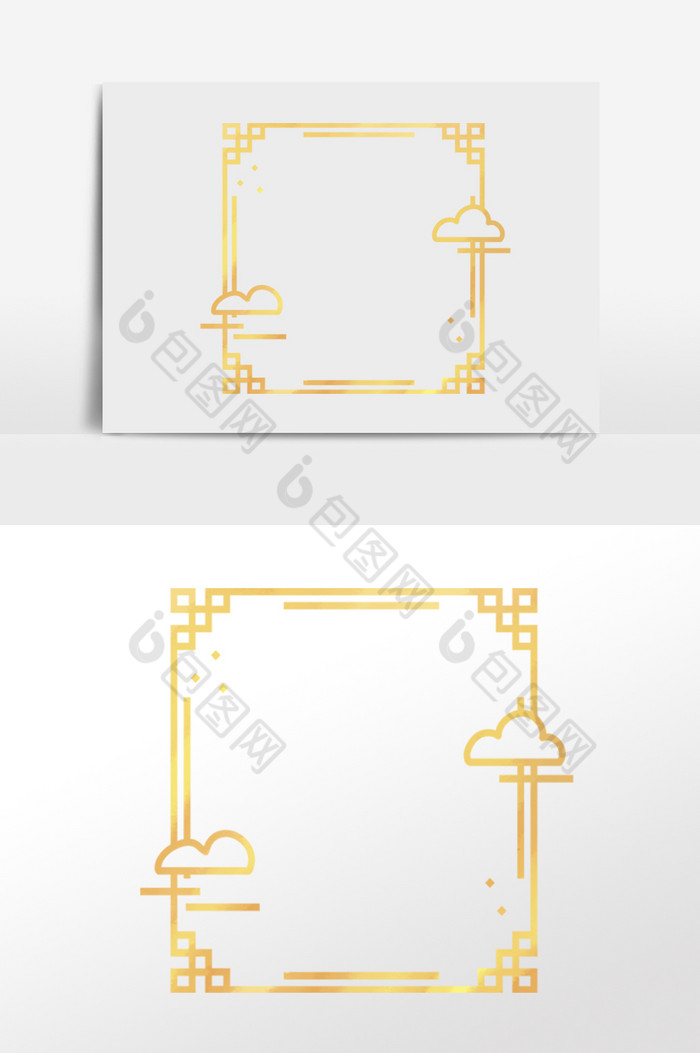 金色中式花纹花边边框图片图片