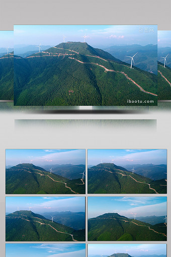航拍高山上的风力发电站图片