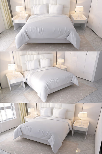 床上用品四件套地毯地板图案设计效果样机图片