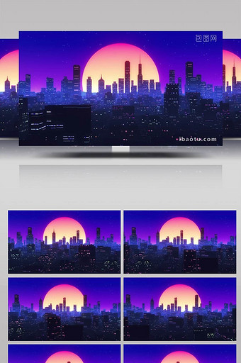4k大气唯美城市夕阳景色dj音乐舞台视频图片