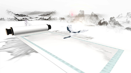 水墨卷轴江南古镇宣传片头PR模板