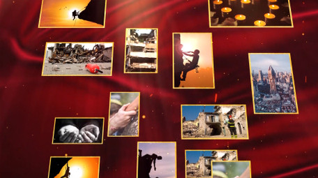 大气震撼抗洪抢险救灾相片墙图文PR模板