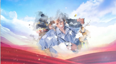 大气震撼抗洪抢险救灾水墨图文PR模板