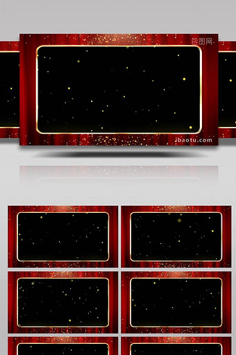 红绸金色粒子带通道边框视频图片