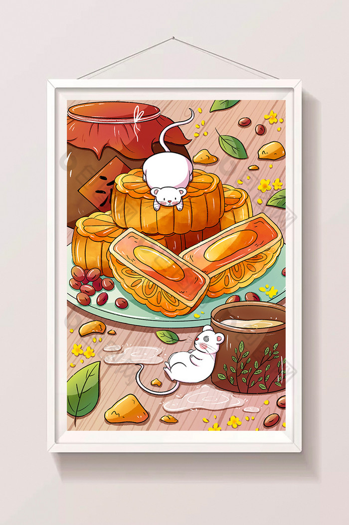 中秋节老鼠与月饼插画图片图片