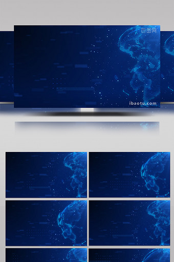 蓝色炫酷科技感3d地球粒子汇聚背景视频图片