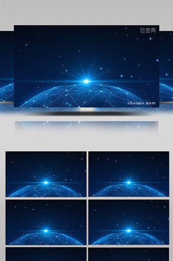 深蓝色炫酷科技感3d地球粒子连线背景视频图片