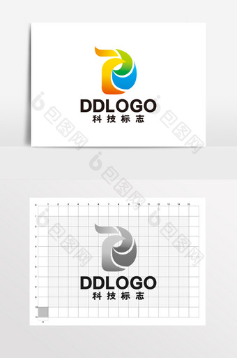 科技D电商网络IT教育LOGO标志VI图片
