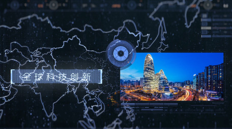 震撼地球科技地图定位图文AE模板
